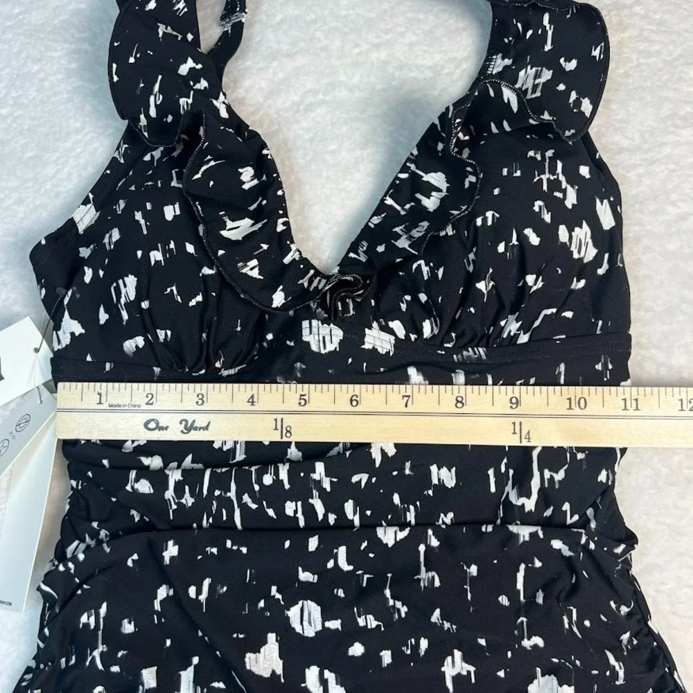 Black One Piece Swimsuit Small DKNY Bathing Suit Tummy Control NWT - Picture 5 of 10